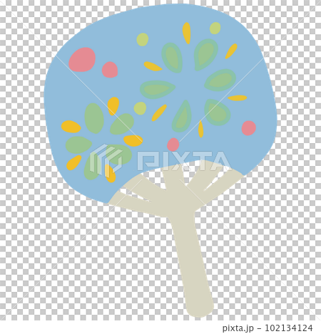 花火柄の青い内輪のイラスト 花火柄の青い内輪のイラスト 102134124