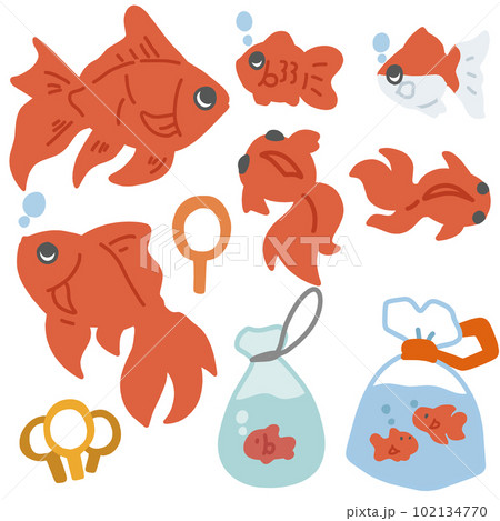 金魚すくいをイメージしたカラーイラストセット 102134770