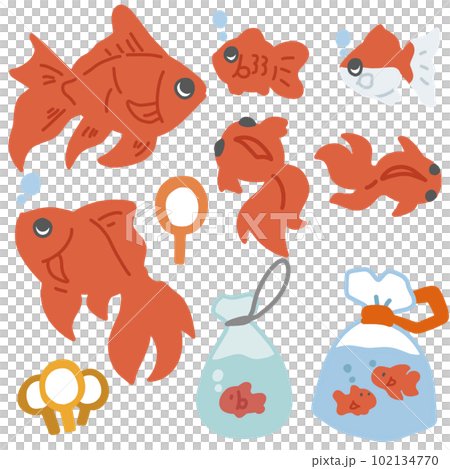 金魚すくいをイメージしたカラーイラストセット 102134770