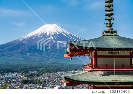 【山梨県】春の新緑の新倉山浅間公園 102135406