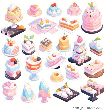 Cute food piece cake with fruit sweet dessert kawaii cartoon isolated  design line style, Art Print | Barewalls Posters & Prints | bwc79445133