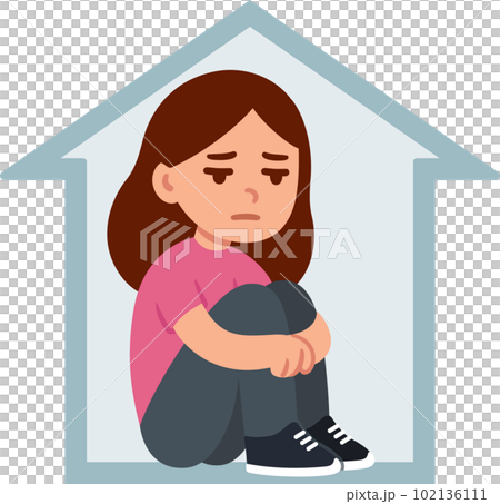 Sad girl alone at home Sad girl alone at home 102136111