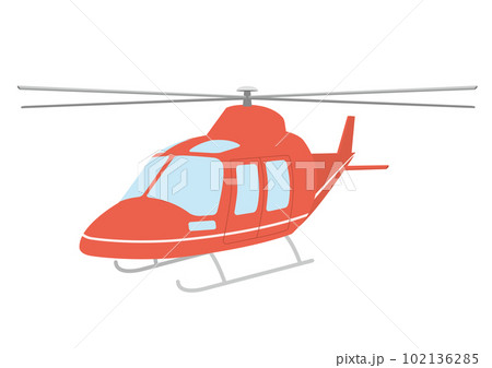 空を飛ぶ赤いヘリコプターのイラスト_2 102136285