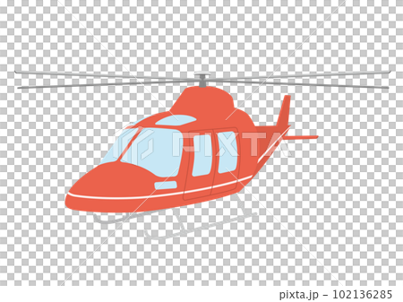空を飛ぶ赤いヘリコプターのイラスト_2 102136285