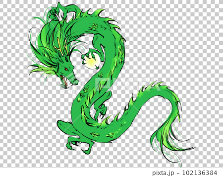 緑色の神龍のイラスト素材 [102136384] - PIXTA