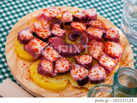 Pulpo a la gallega. Octopus galician dish Pulpo a la gallega. Octopus galician dish 102137124