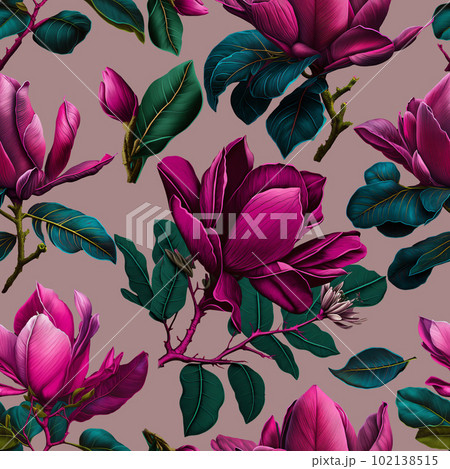 Seamless magnolia pattern design. Seamless magnolia pattern design. 102138515