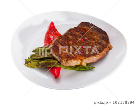 Beef steak with braised vegetables Beef steak with braised vegetables 102138594