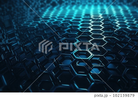 Network connection concept blue honeycomb shiny background. Futuristic Abstract 3D Geometric Background Design Made with Generative Space Illustration AI Scy fi Network connection concept blue honeycomb shiny background. Futuristic Abstract 3D Geometric Background Design Made with Generative Space Illustration AI Scy fi 102139879