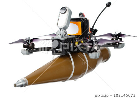 FPV drone with anti tank RPG warhead - lowcost loitering munition for modern war 102145673
