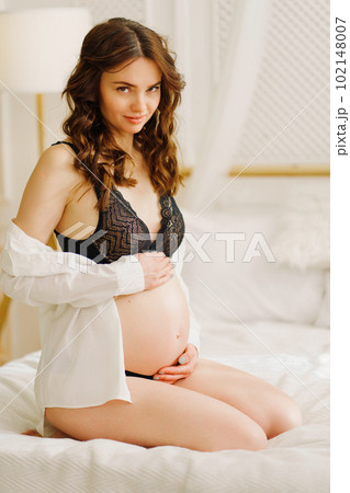 Full Length Barefoot African American Woman Long Sleeve Shirt Panties Stock  Photo by ©AllaSerebrina 618994218