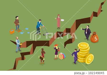 3D Isometric Flat Vector Conceptual Illustration of Social Inequality 102149045