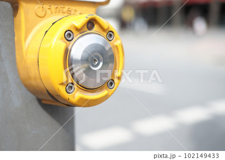 close up of crossing signal button in singapore  102149433