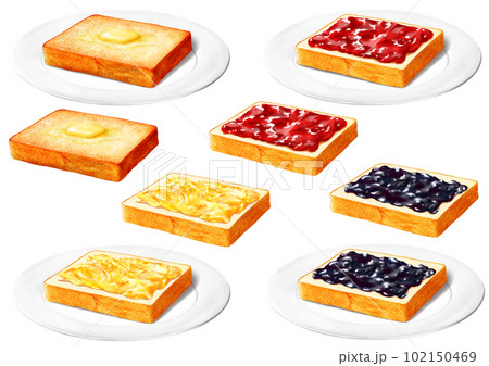食パン トースト バター イチゴジャム ブルーベリージャム マーマレード   102150469