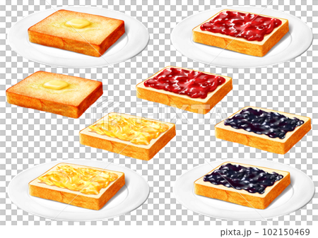 食パン トースト バター イチゴジャム ブルーベリージャム マーマレード   102150469