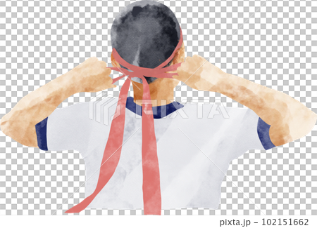 A male student with a red headband at the athletic meet 102151662