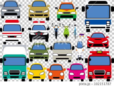 道路上車輛的前部簡單形式插圖集 102151787