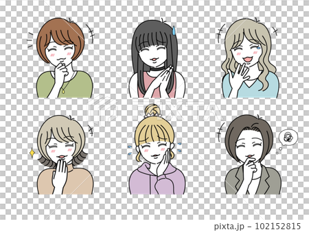 Laughing young woman illustration set 102152815