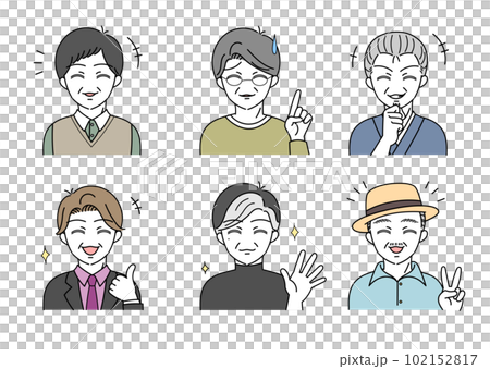 笑う 中年男性 イラスト セット 笑う 中年男性 イラスト セット 102152817