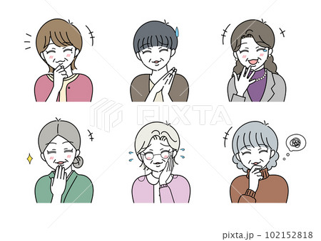 笑う 中年女性 イラスト セット 笑う 中年女性 イラスト セット 102152818