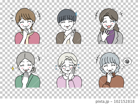 Laughing middle-aged woman illustration set 102152818