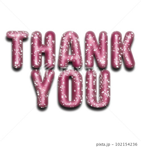 アルファベットの単語イラスト、お礼の言葉のイラスト素材、丸みのある立体的文字素材、メタリック文字素材 102154236