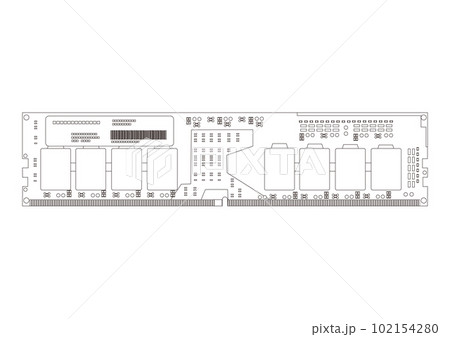 半導体メモリDRAM基板の線画イラスト 102154280