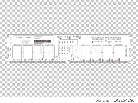 Line drawing illustration of semiconductor memory DRAM board Line drawing illustration of semiconductor memory DRAM board 102154280