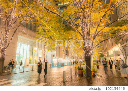 《東京都》丸の内・冬のイルミネーション《雨天》 102154446