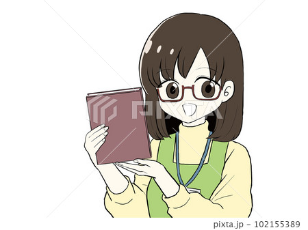 本をオススメする女性 本をオススメする女性 102155389