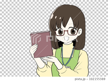 本をオススメする女性 本をオススメする女性 102155389