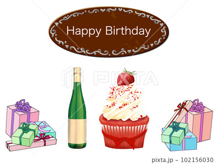 誕生日のイラストセット 誕生日のイラストセット 102156030