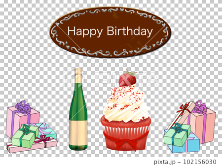 誕生日のイラストセット 誕生日のイラストセット 102156030