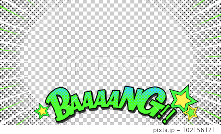 集中線和 BAAANG 字符 白色背景 集中線和 BAAANG 字符 白色背景 102156121