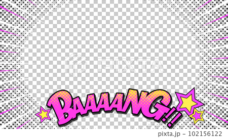 集中線和 BAAANG 字符 白色背景 102156122