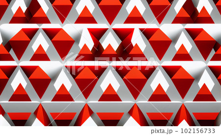 Generative AI, Symmetrical Geometric Pattern in Red and White Generative AI, Symmetrical Geometric Pattern in Red and White 102156733