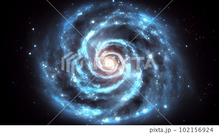 Generative AI, Blue and White Galaxy with Shining Stars 102156924