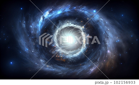Generative AI, Blue and White Galaxy with Shining Stars 102156933