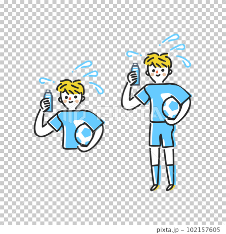 Midsummer hydration boy in a soccer uniform set illustration material 102157605