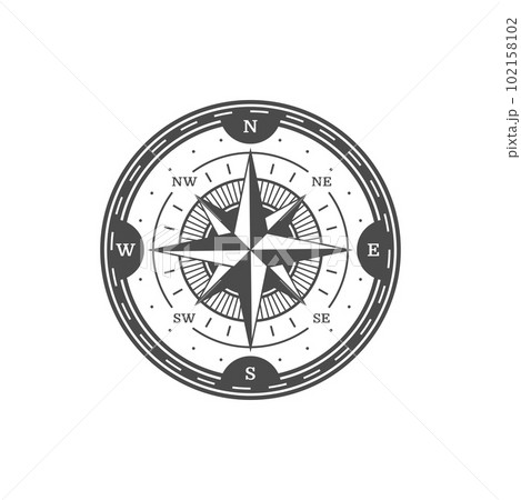 Antique navigation compass, marine navigation...のイラスト素材 ...