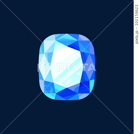 Quarts blue gemstone, opal wedding ring decorative element isolated. Vector jewelry precious stone or organic semiprecious gem, crystalline sapphire, ui game design element. Apatite moonstone 102158623
