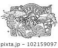 天使の女の子線画(黒) 102159097