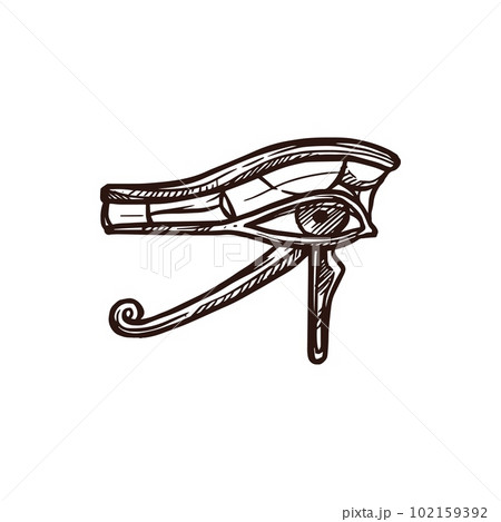 Horus Eye sketch, ancient Egypt and pharaoh symbol, vector icon. Ancient Egypt mythology, culture or history and religion sign and hieroglyph, eye of Horus in hadn drawn sketch Horus Eye sketch, ancient Egypt and pharaoh symbol, vector icon. Ancient Egypt mythology, culture or history and religion sign and hieroglyph, eye of Horus in hadn drawn sketch 102159392