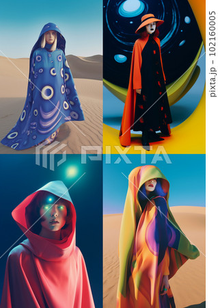 女性モデルのイラスト・個性的なファッション 女性モデルのイラスト・個性的なファッション 102160005
