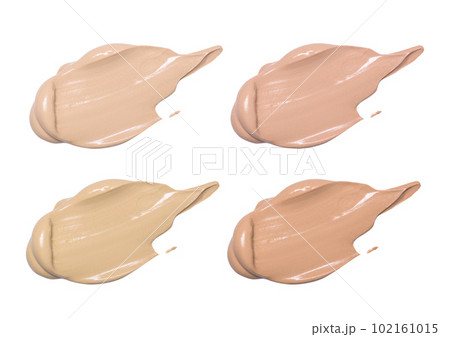 Foundation for face isolated on white. Smears of tonal cream. Set of multicolored swatches of makeup samples Foundation for face isolated on white. Smears of tonal cream. Set of multicolored swatches of makeup samples 102161015