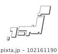 シンプルな線画で描いた、デフォルメした日本地図のイラスト 102161190