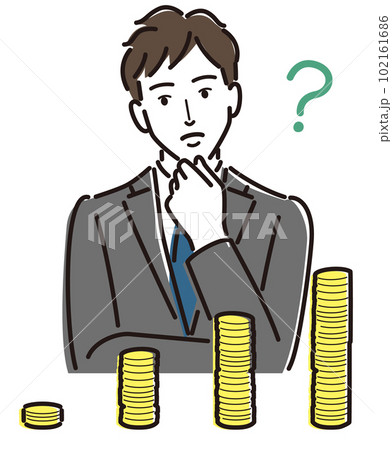 お金について考えるビジネスマン お金について考えるビジネスマン 102161686