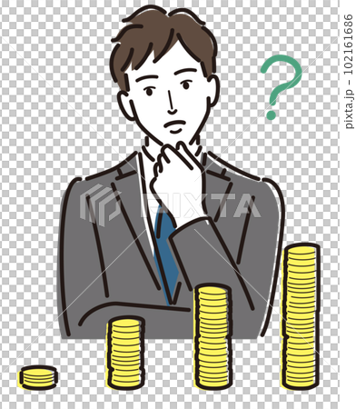お金について考えるビジネスマン お金について考えるビジネスマン 102161686