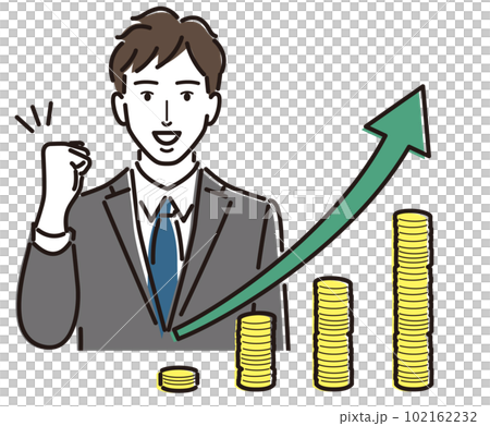 Money management and a businessman who makes a guts pose 102162232