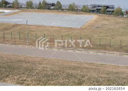 Helipad in the park, in the city top view 102162654